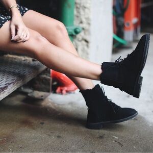 UGG Quincy Black Lace Up Shearling Boot
